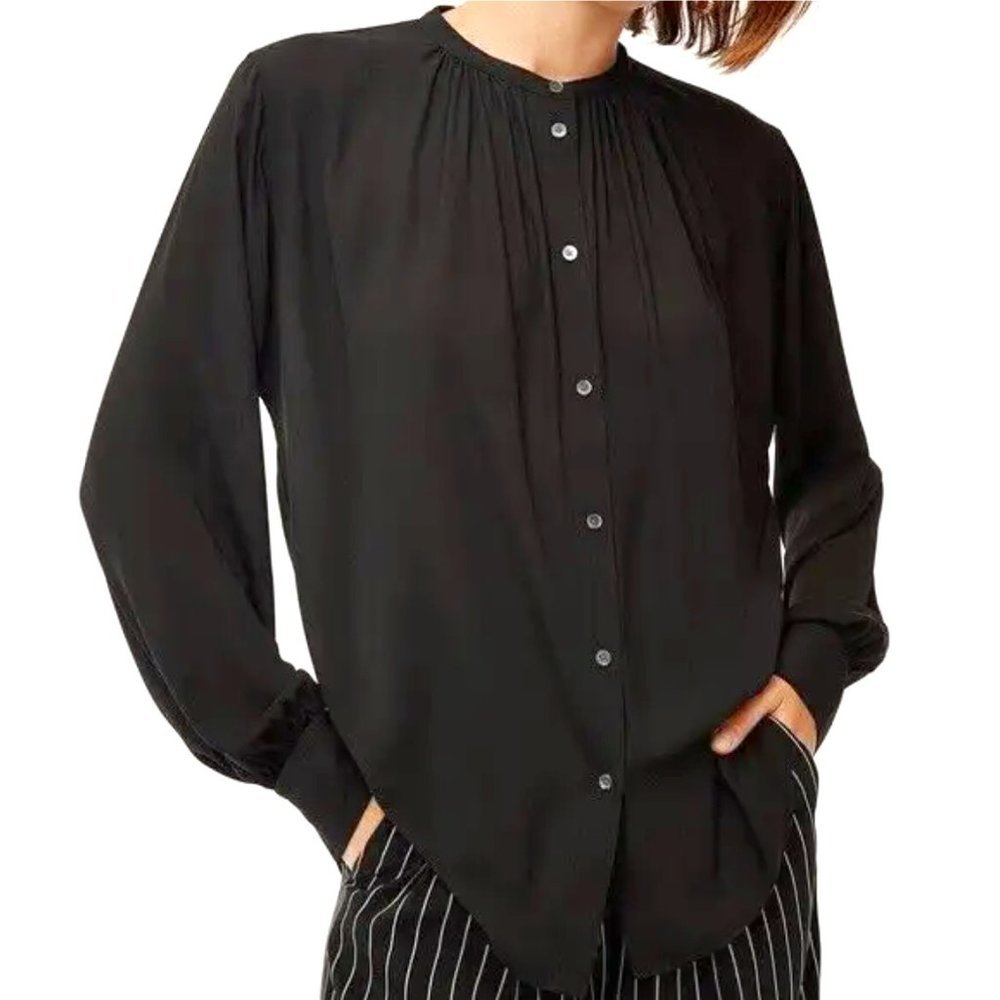 Aritzia Babaton Gene Button Front Blouse, Black XXS